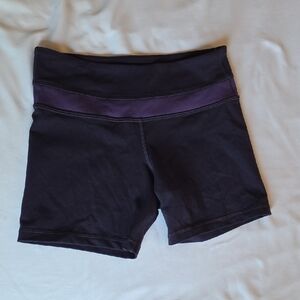 Lululemon Athletica Black and Purple Bike Shorts